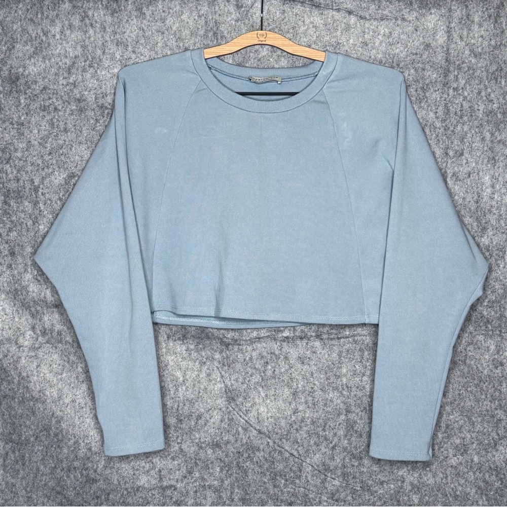 Paper Crane Light Blue Crew‎ Neck Cropped Pull-Over Sweater- Sz M
